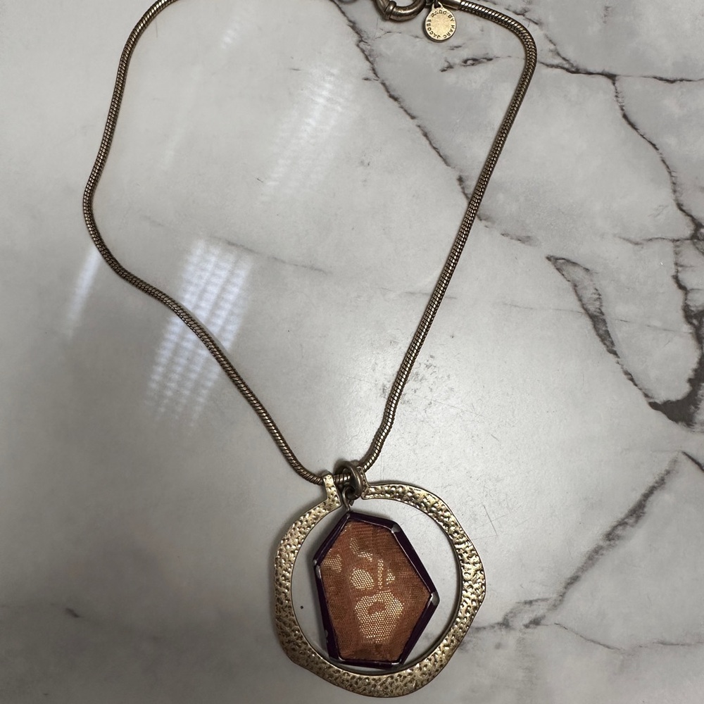 Vintage Marc Jacobs Gold and Purple Brocade Pendant Necklace